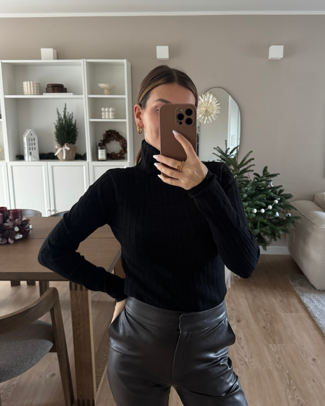 Rollkragenpullover Pure Touch - Schwarz