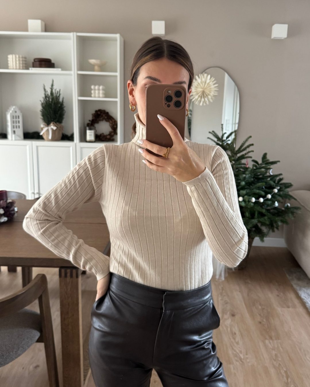 Rollkragenpullover Pure Touch - Beige