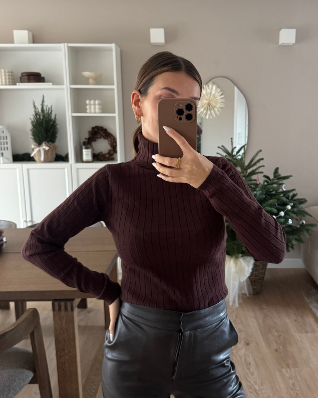 Rollkragenpullover Pure Touch - Braun