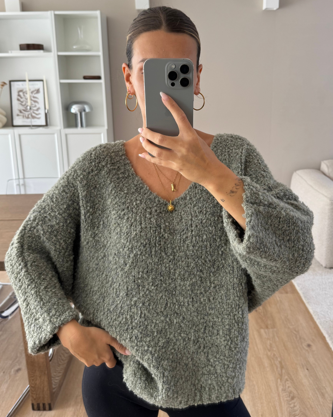 Strickpulli Soft Soul grün-grau