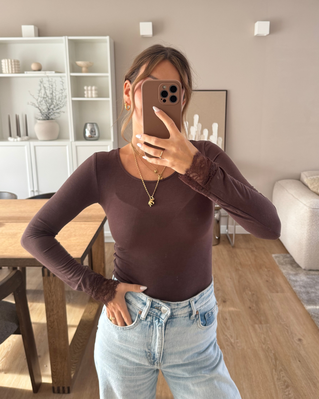 Longsleeve Lace Dream - Dunkelbraun