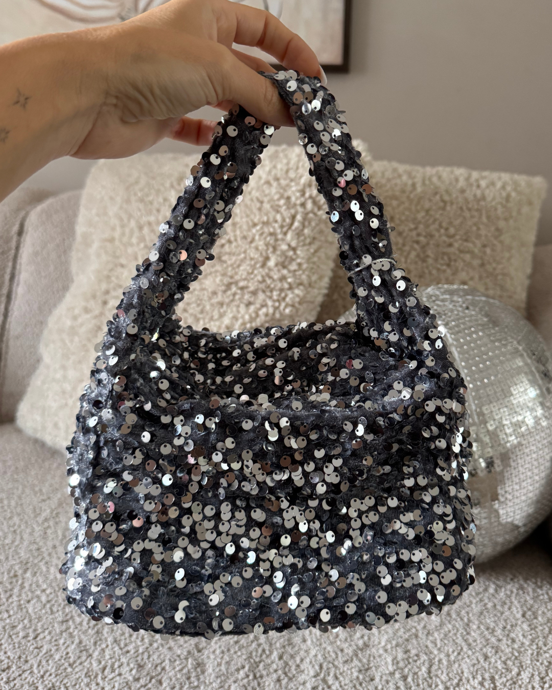 Pailletten Tasche - Silver Clutch