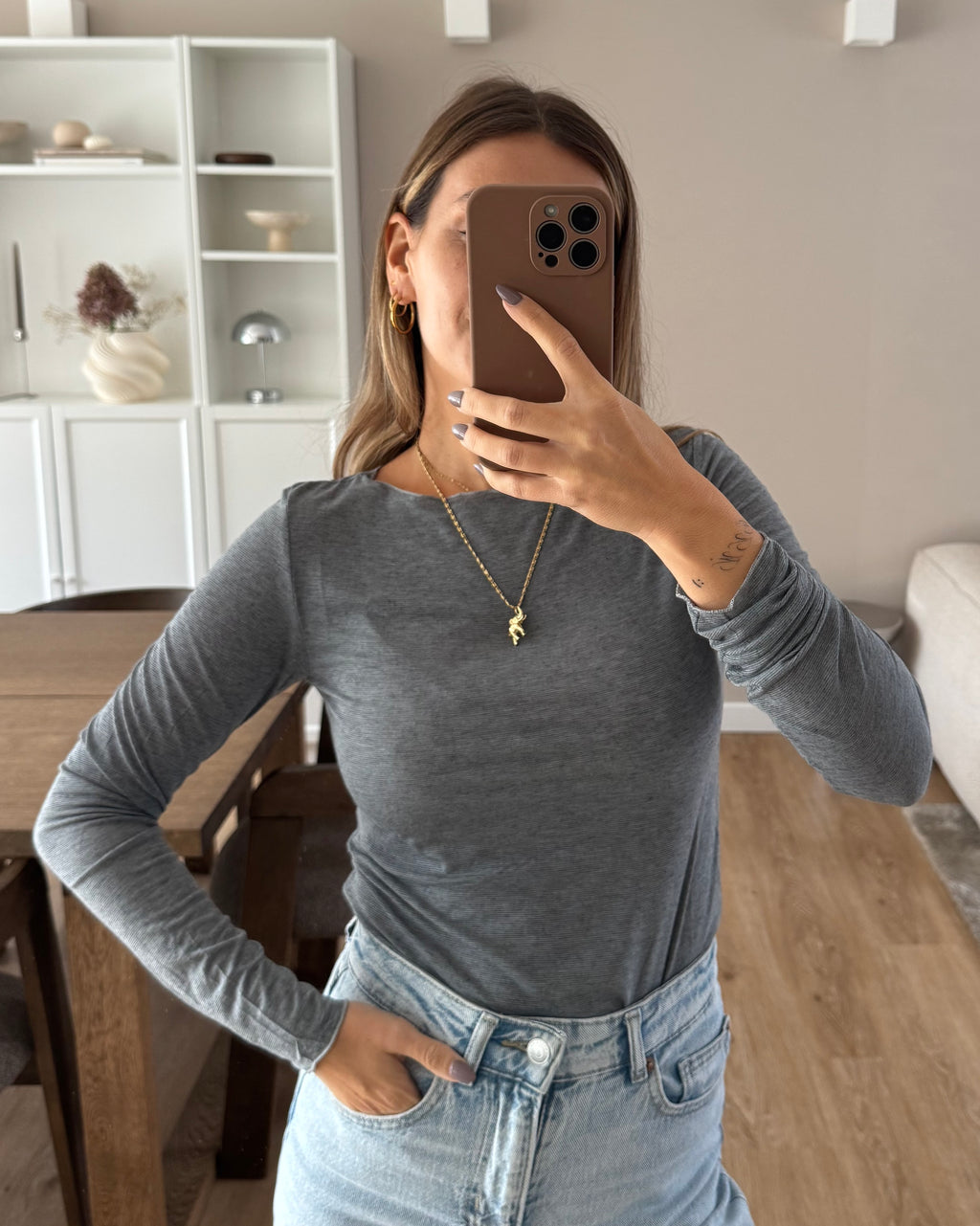 Longsleeve Cashmere Hug - Mittelgrau