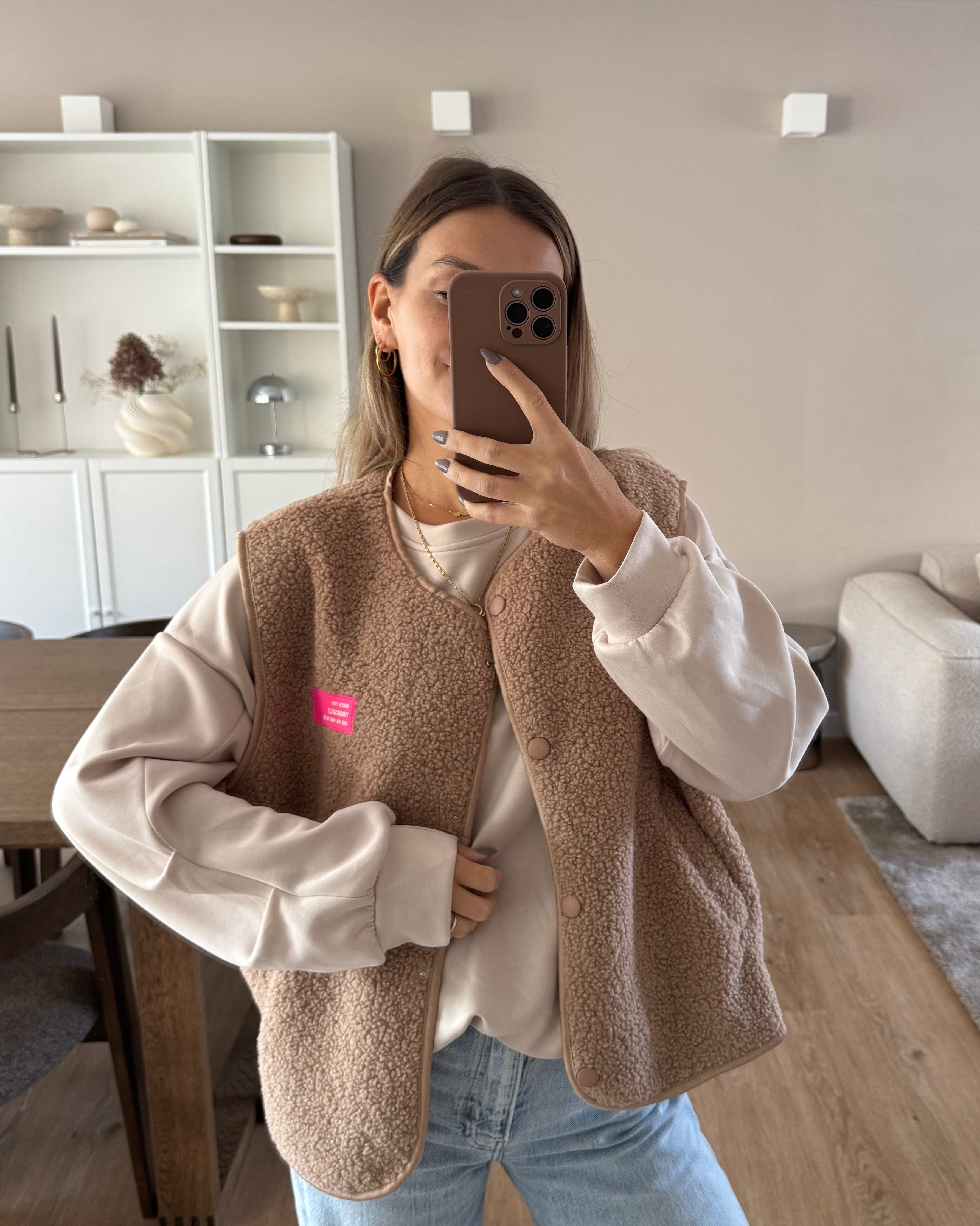 Weste Teddy Hellbraun