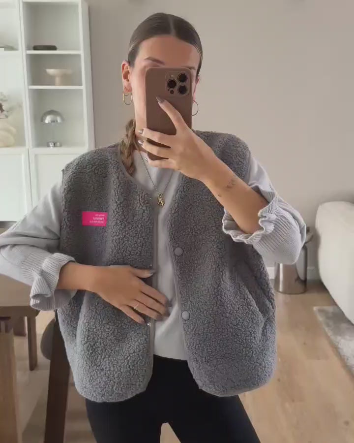 Weste Teddy Grau