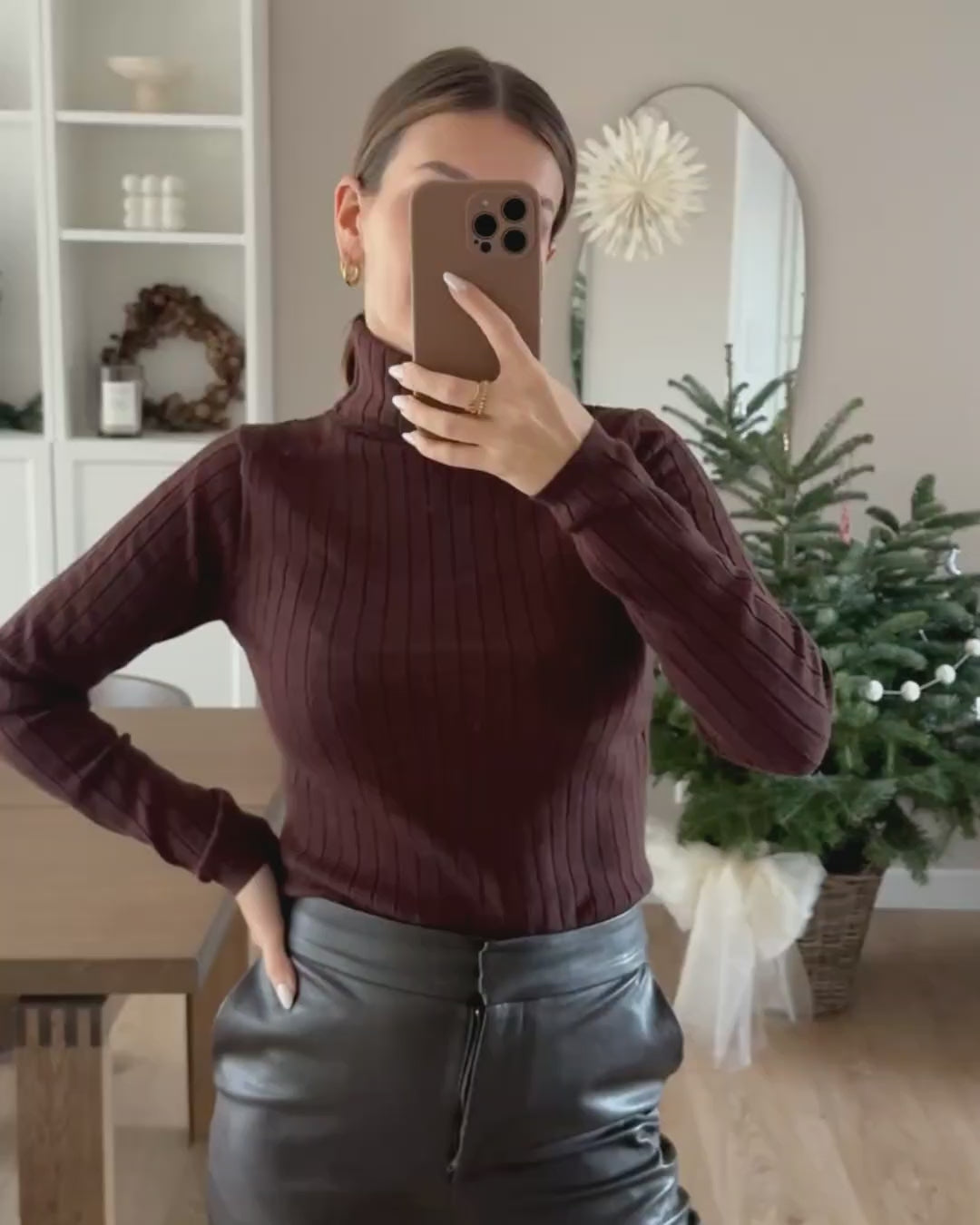 Rollkragenpullover Pure Touch - Braun