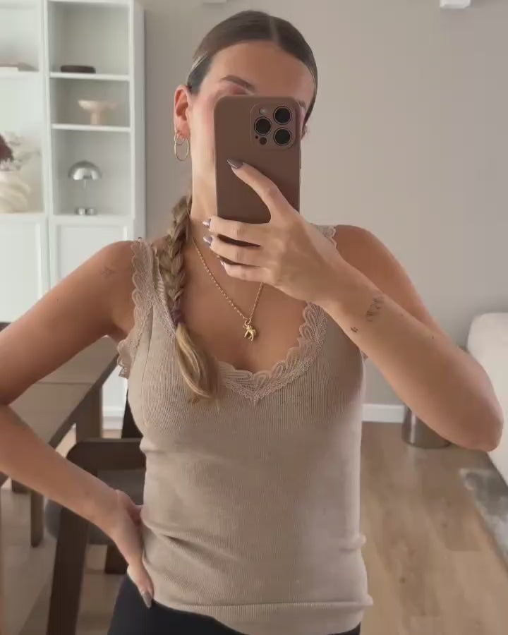 Spitzentop Velvet Kiss - hellbraun