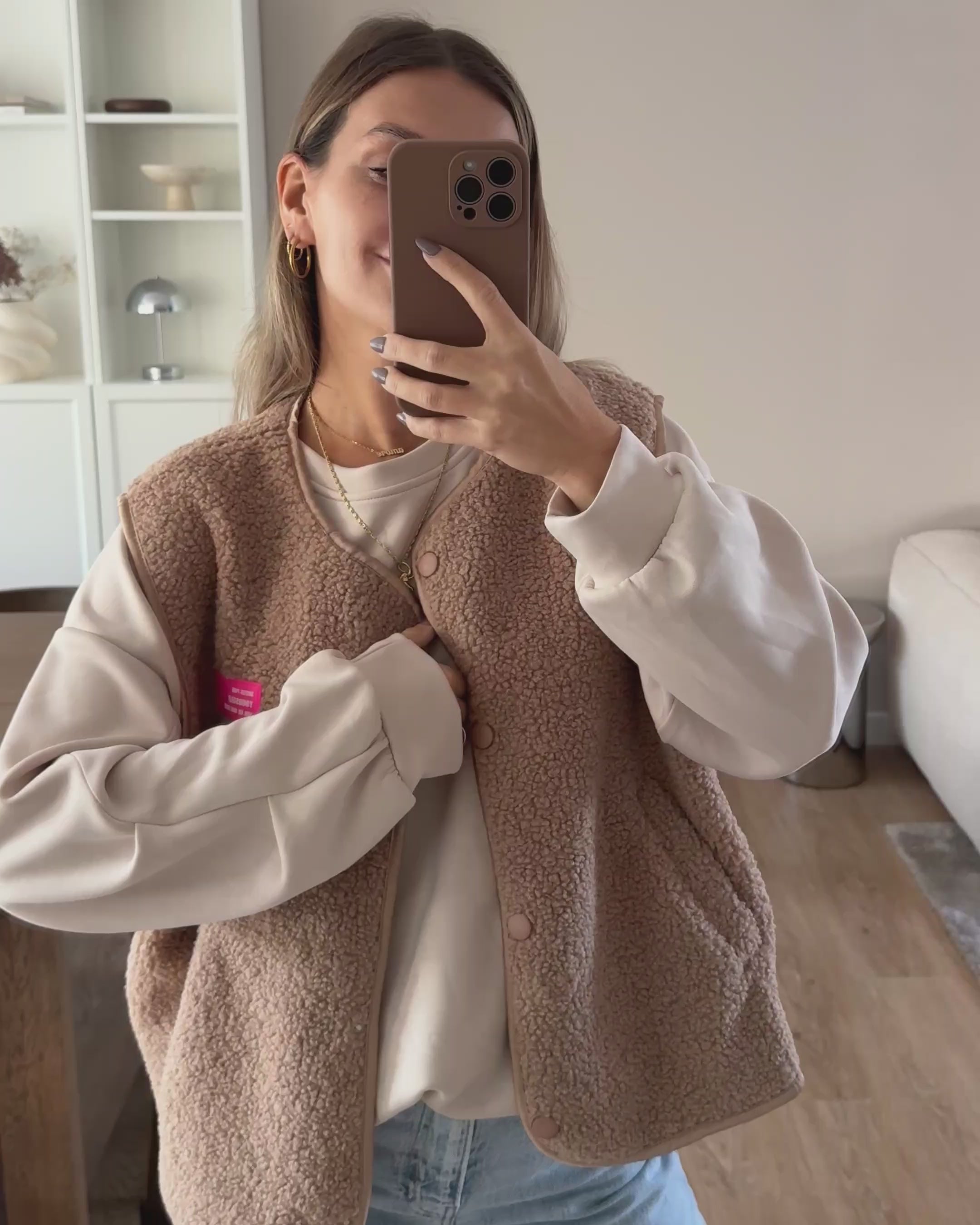 Weste Teddy Hellbraun