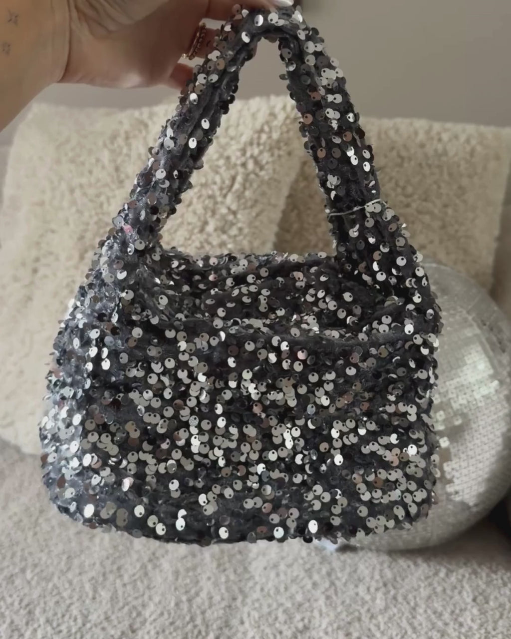 Pailletten Tasche - Silver Clutch