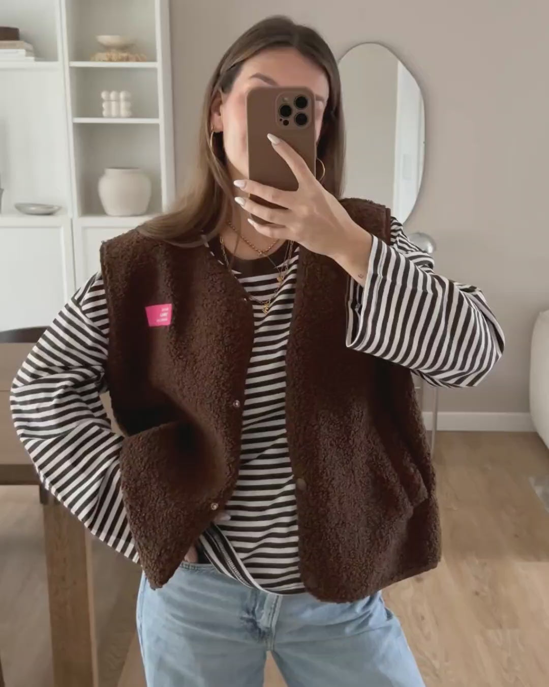 Pullover Cotton Stripes - Braun/Weiss