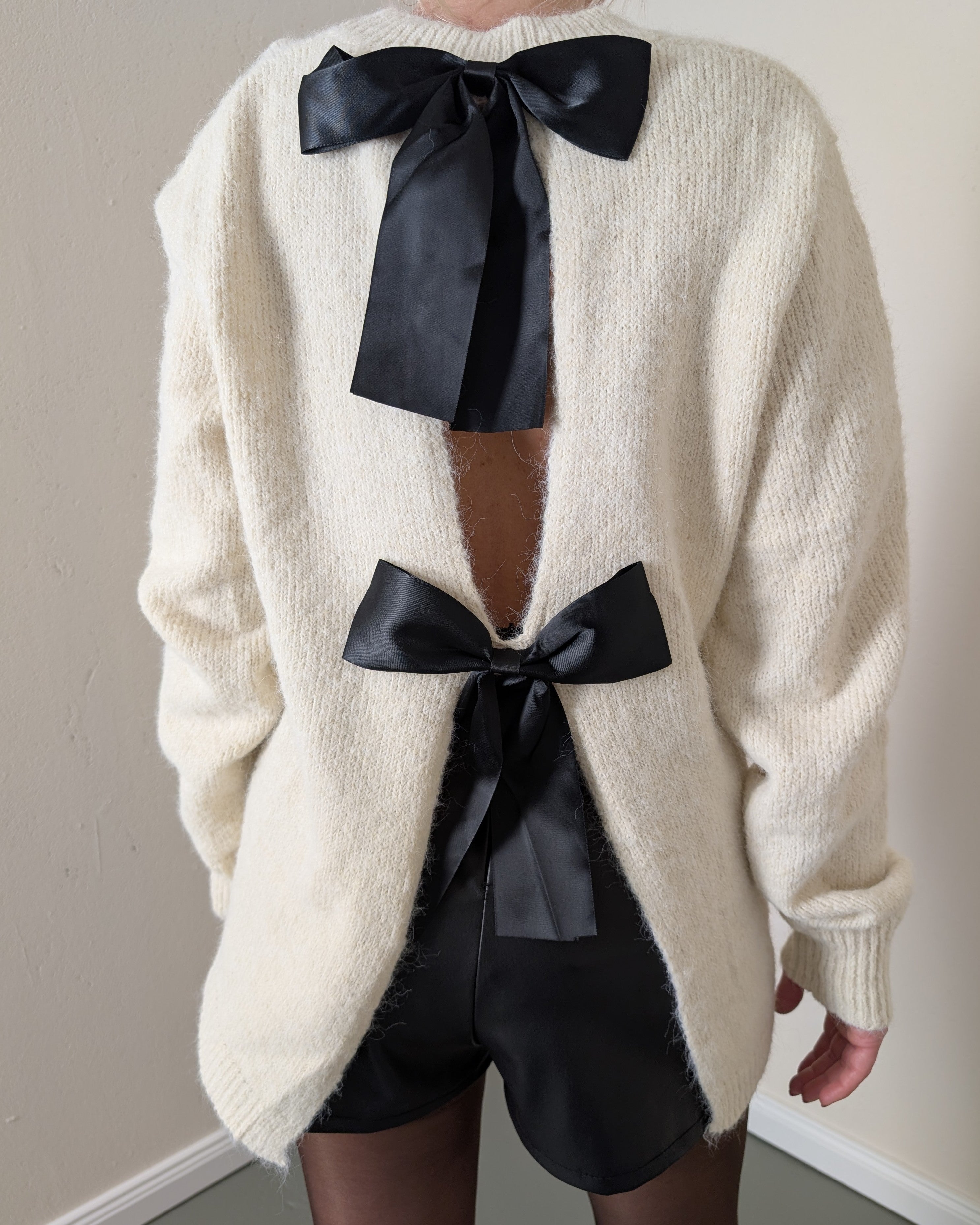 Strickpullover Double Bow - Creme